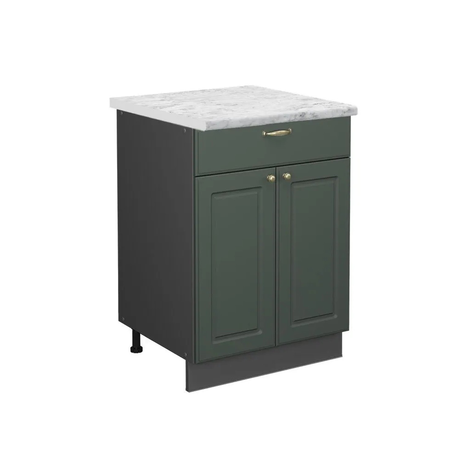 Vicco Küchenunterschrank Fame-Line Grün-Gold Landhaus Anthrazit 60 cm mit Schublade AP Marmor