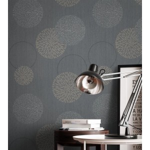 Newroom Vliestapete Raina Grau Kreise Retro Strukturiert FSC®