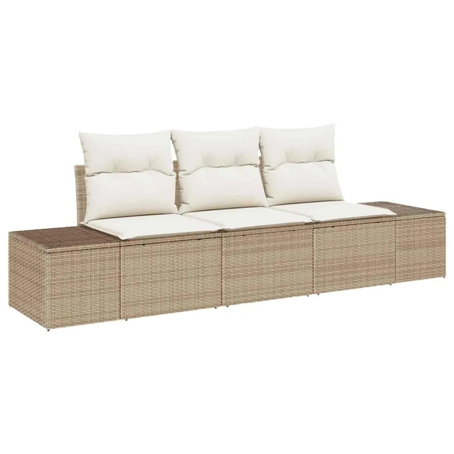 vidaXL Gartensofa-set mit Speicher 3-Tlg Beige und Creme Poly-Rattan 335559 günstig online kaufen
