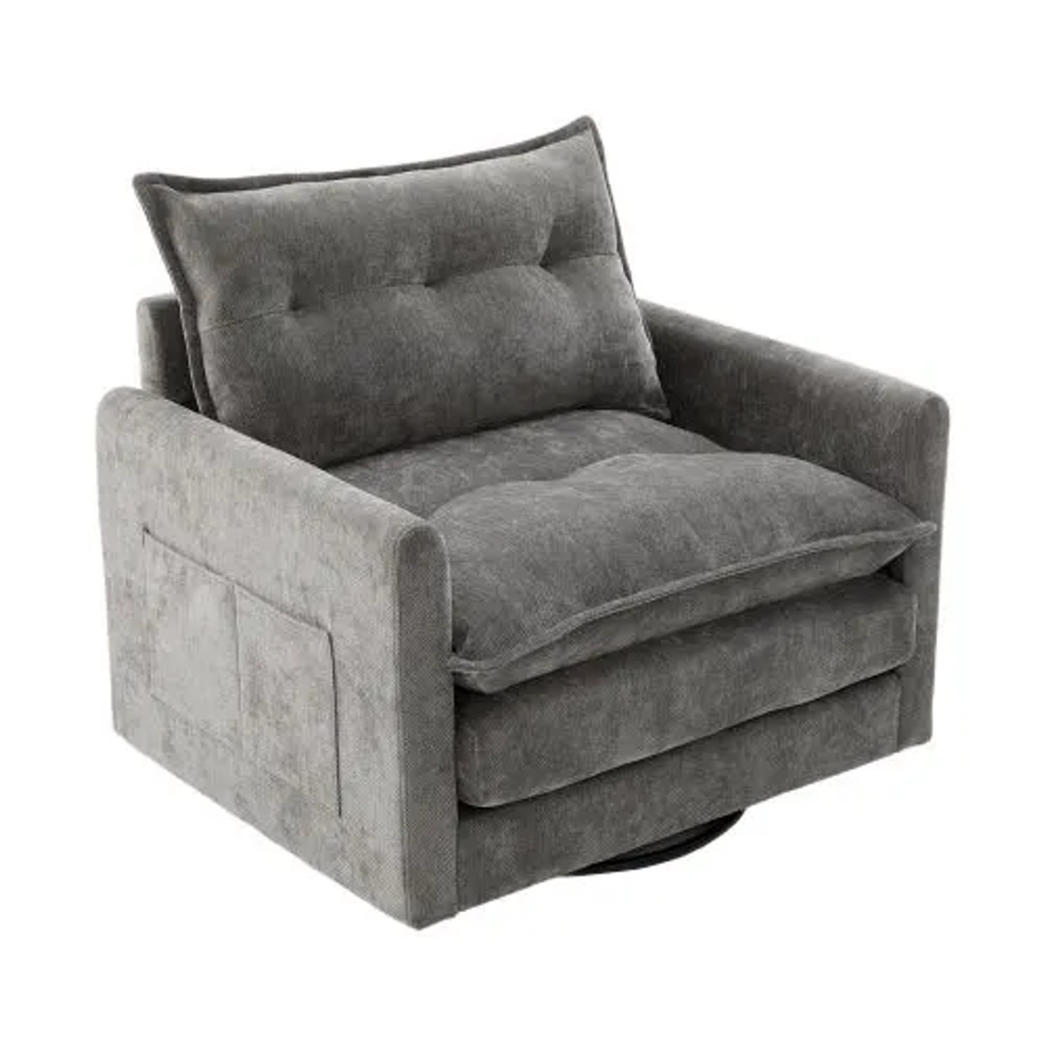 PXloue 360° Drehsessel Stoffsofa Loungesessel mit Kissen Metallrahmen für Wohnzimmer