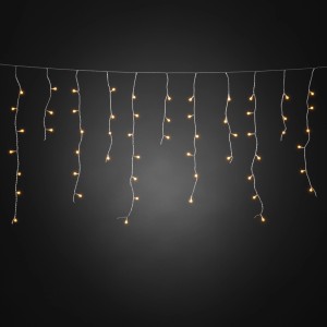 Konstsmide LED-Eisregen Lichtervorhang mit 200 bernsteinfarbenen, gefrosteten Dioden.