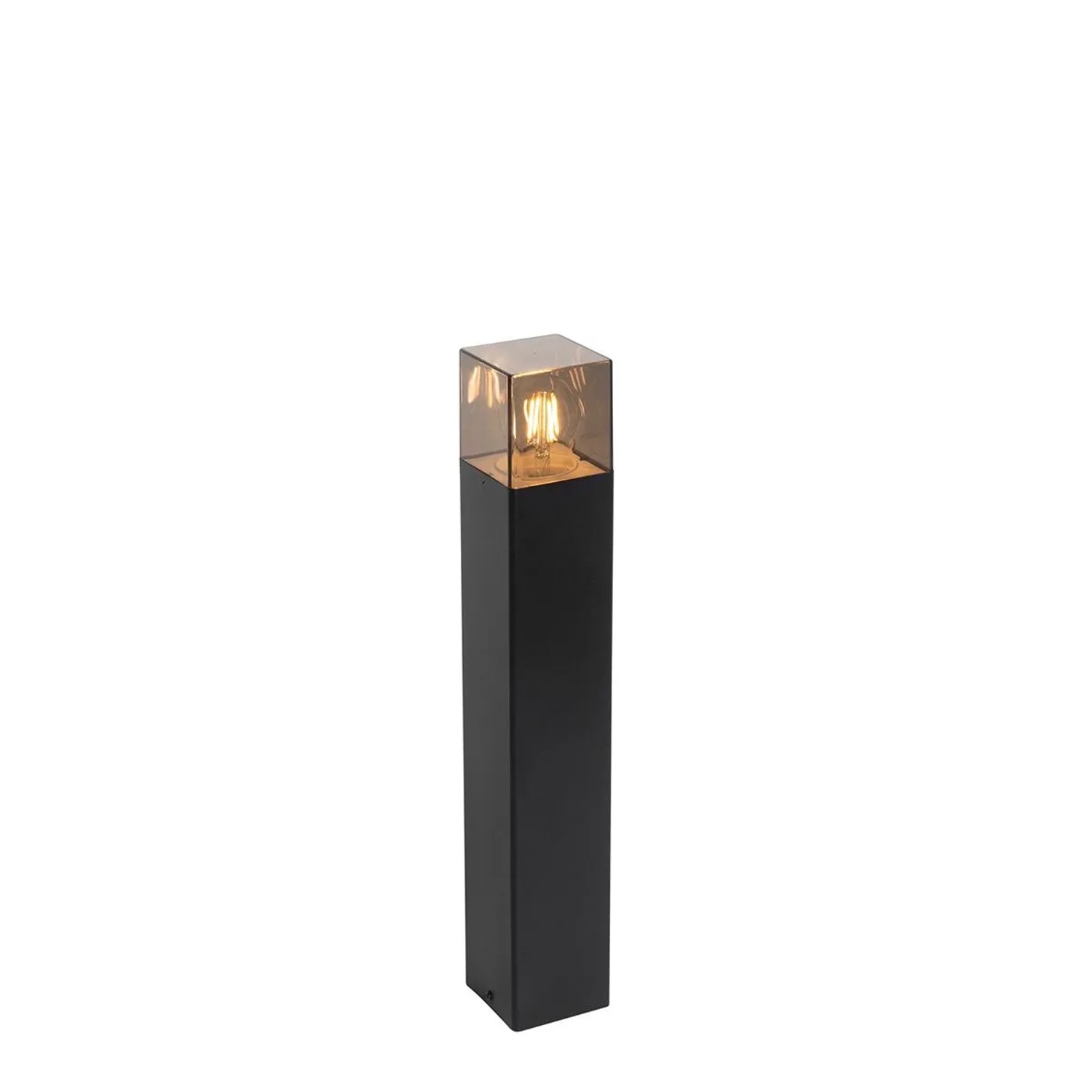 QAZQA Stehende Außenlampe Schwarz 50 cm IP44 mit Rauchglaseffekt Dänemark