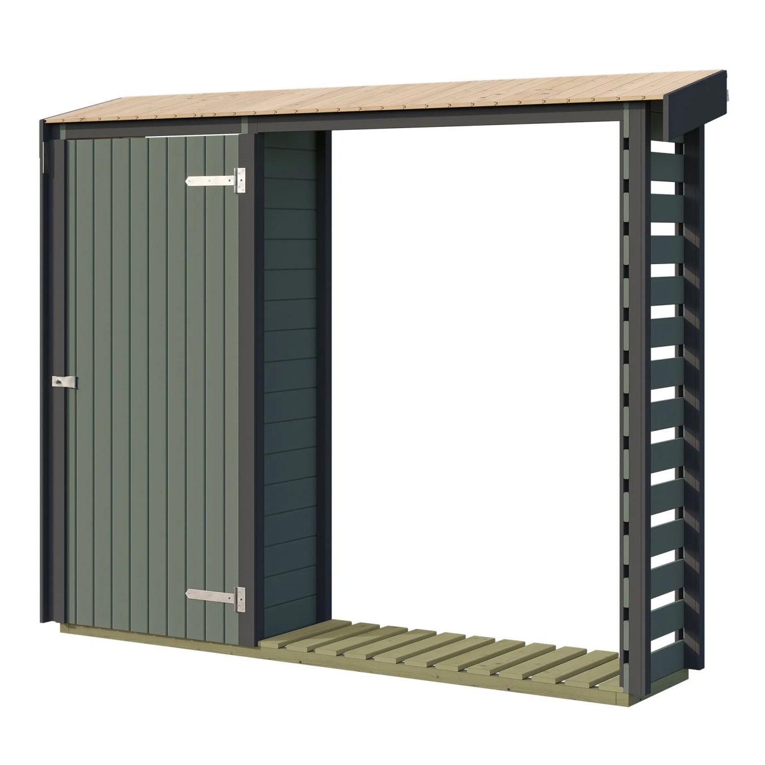 Weka Brennholzregal Killarney 250 cm Grau-Grün