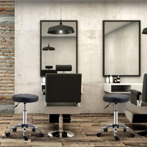 HOMCOM Salon Hocker Kunstleder Schaumstoff Schwarz 35,5 x 63H cm