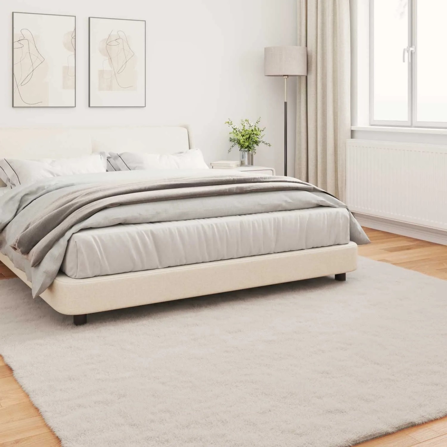 vidaXL Kunstfell Hasen Teppich Olite Beige 240 x 240 cm Polyester 42021644_4
