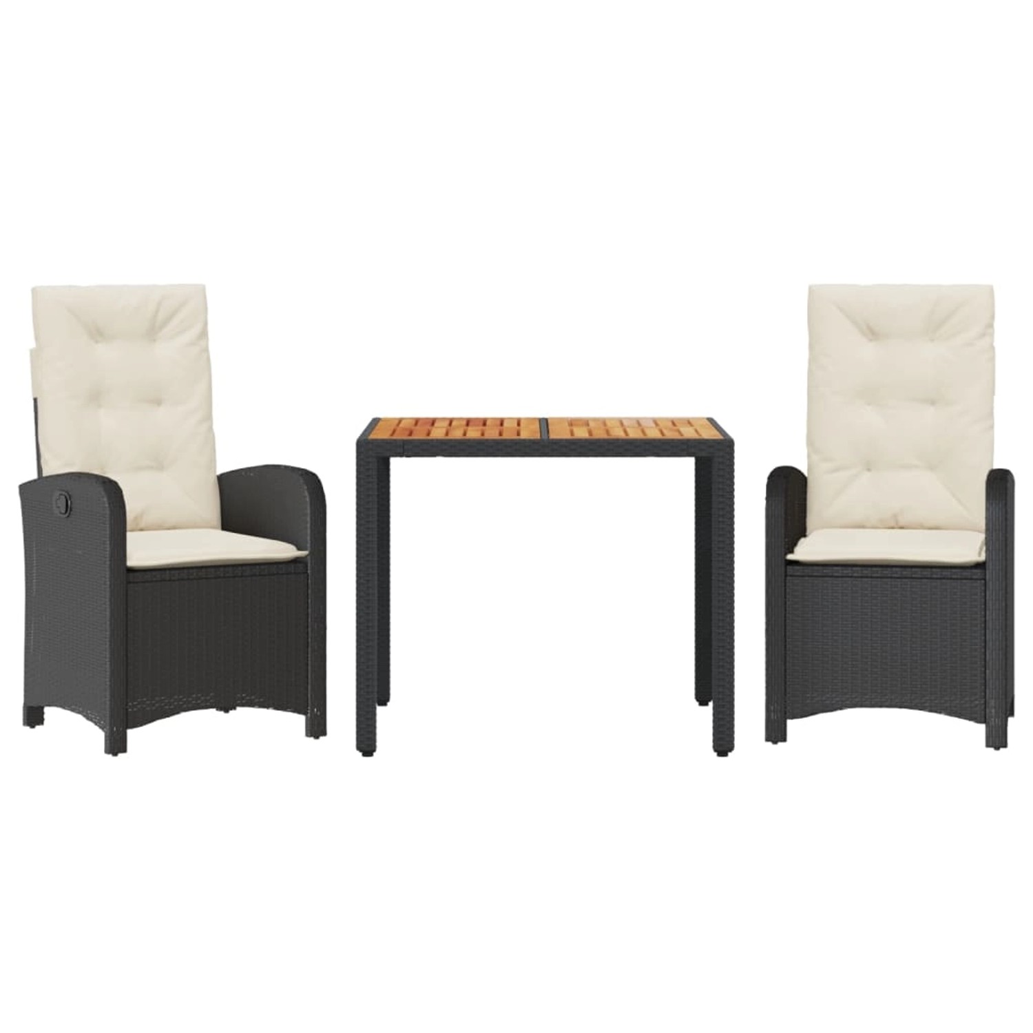 vidaXL 3-Tlg Garten-Essgruppe mit Kissen Schwarz Poly Rattan 3212221 günstig online kaufen