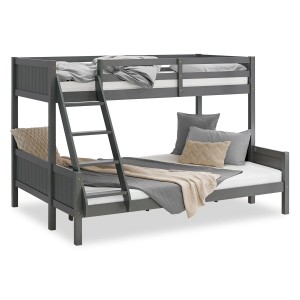 Homestyle4u Etagenbett 90x200 und 140x200 in Grau mit Lattenrost 2525