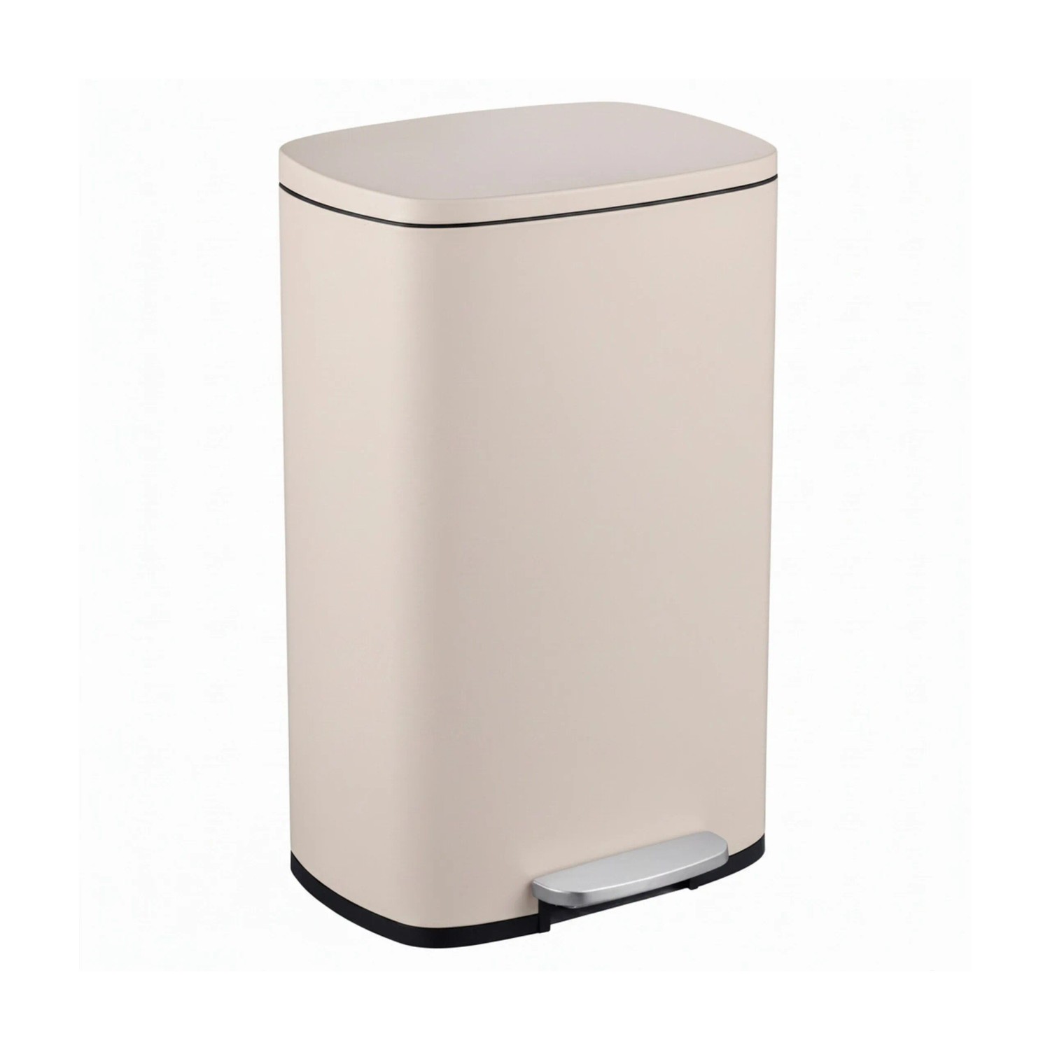 Relaxdays Tretmülleimer Edelstahl Beige Soft-Close Eckig 65 cm x 42,5 cm x 35 cm 50, 5,8 kg