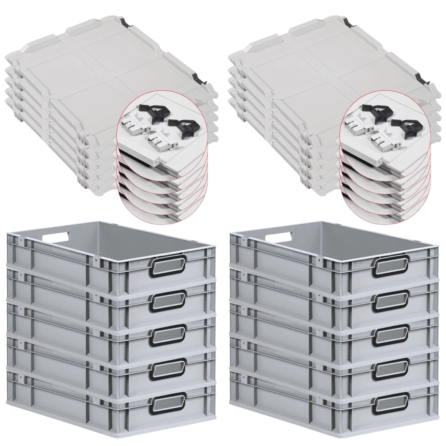 PROREGAL SuperSparSet 10x Eurobox Nextgen Color Mit Scharnierdeckel HxBxT 1 günstig online kaufen