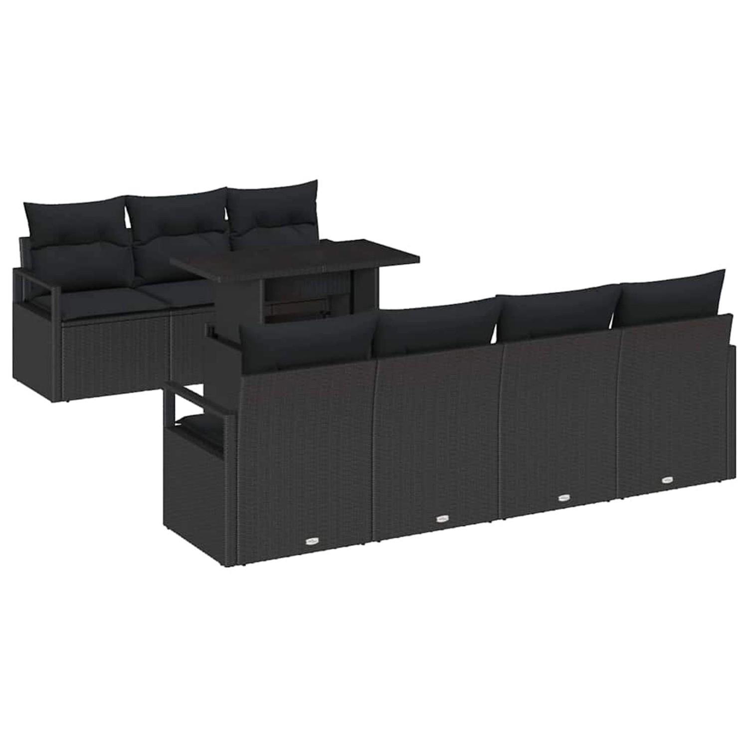 vidaXL Garten-Sofa-Set mit Speicher 8-Tlg Schwarz Poly Rattan 3357506 günstig online kaufen