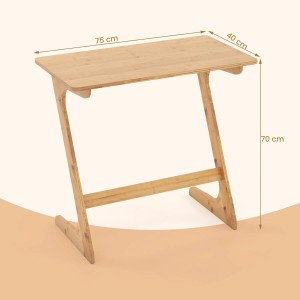 Costway Beistelltisch Z-förmiger Sofatisch Aus Für Laptop Bambus Natur