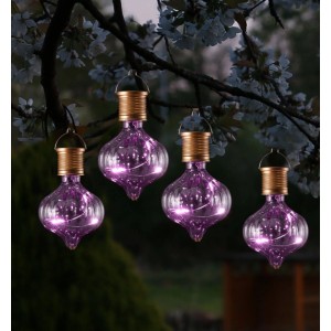 Marelida LED Solar Glühbirne Kugelleuchte Solarleuchte Terrasse Balkon Garten Lila 4Stück