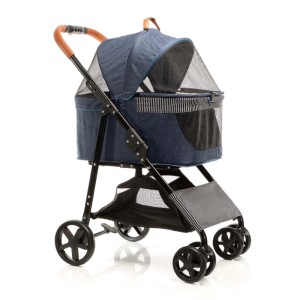 Fudajo 2In1 Hundewagen Faltbar Hundebuggy Blau Transporttasche Haustierwagen