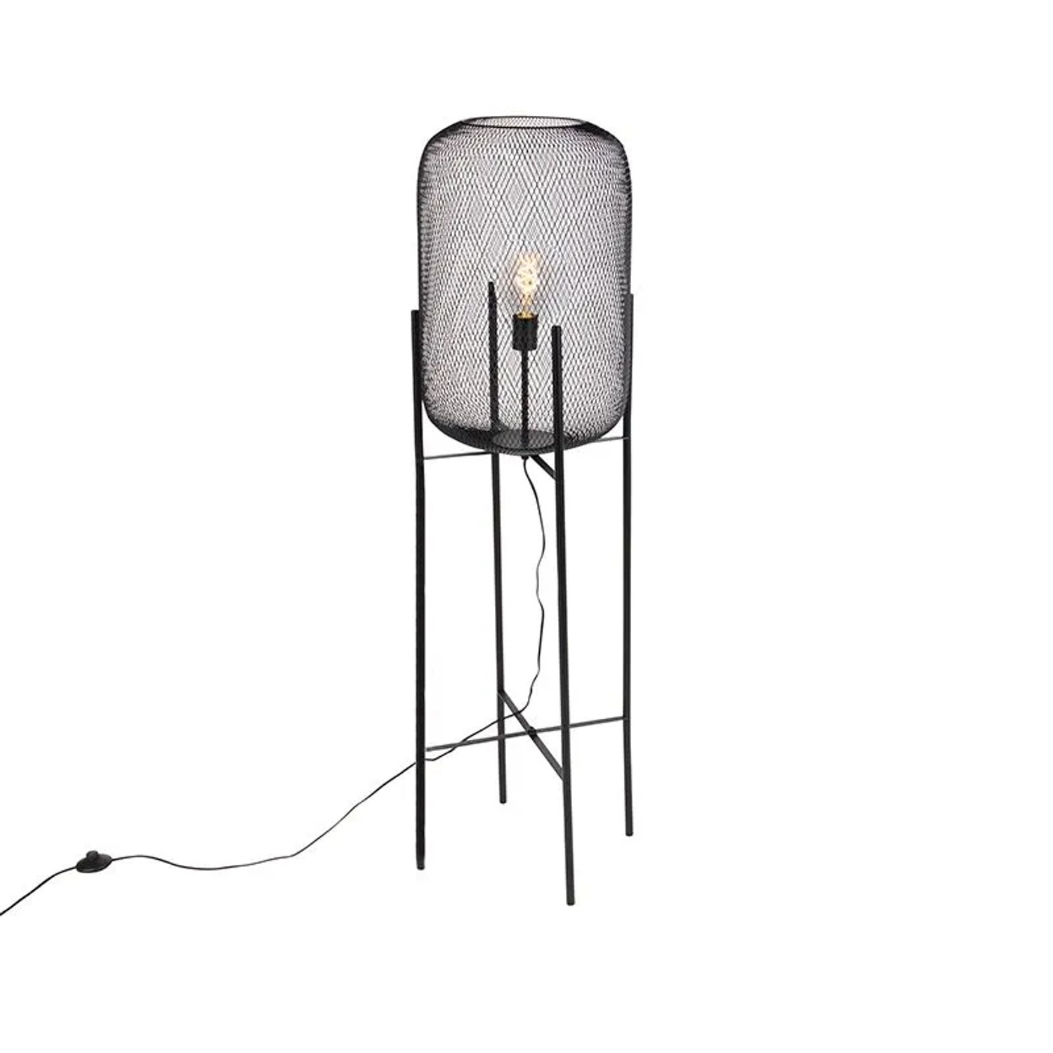 QAZQA Moderne Stehleuchte Schwarz 135cm Bliss Mesh