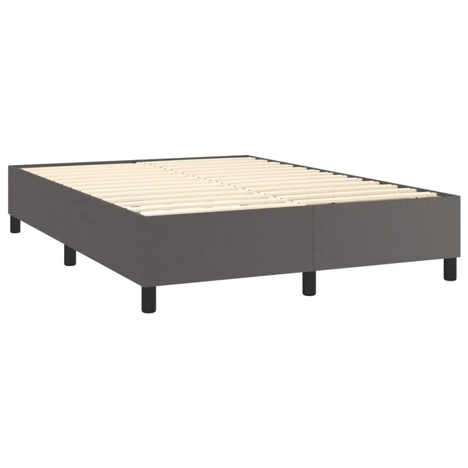 Graues vidaXL Boxspringbett 140x200 cm mit Lattenrost und Kunstlederbezug.