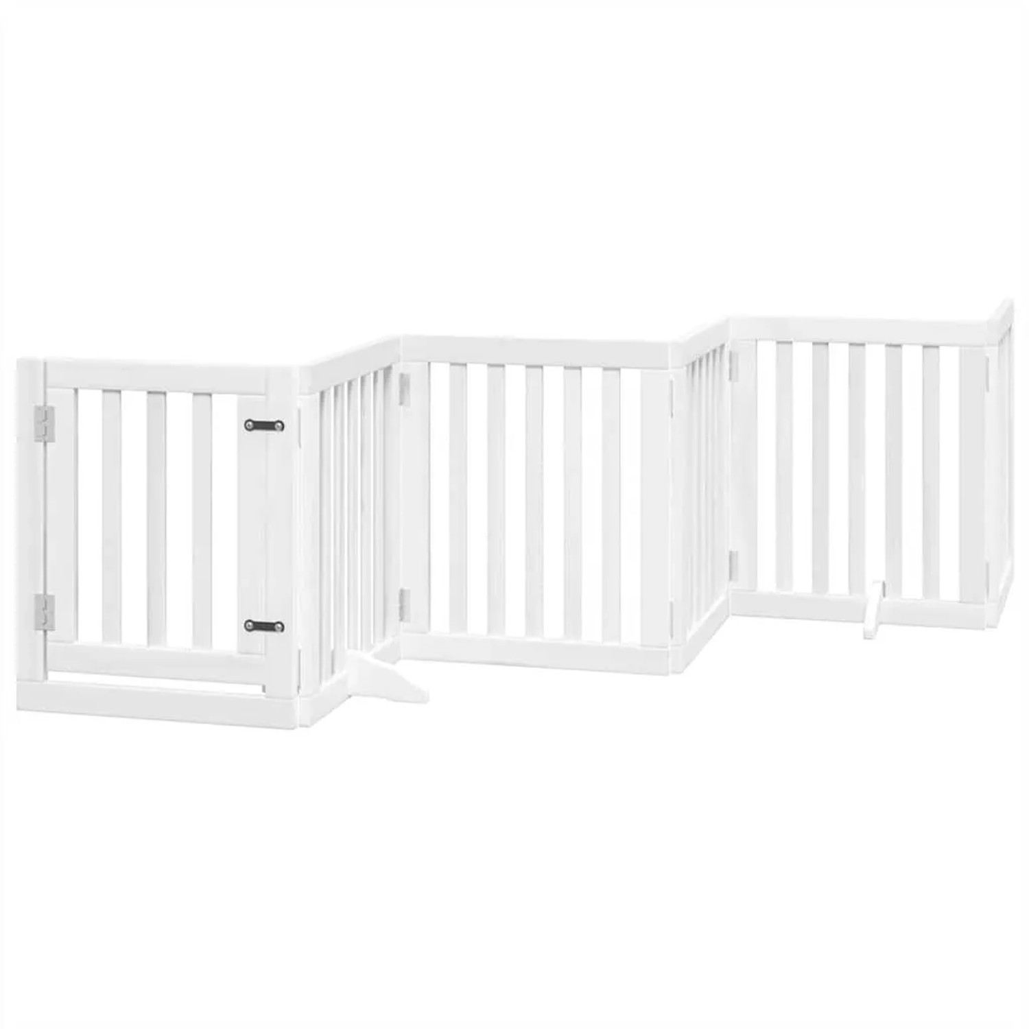 vidaXL 15 Tlg Hundetor mit Tür Faltbar Weiß 750 cm Pappelholz 3155649