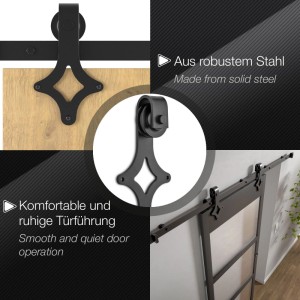 SOTECH LANCEA Rollen Set aus schwarzem Stahl für Schiebetüren, seitliche Montage, Ø 70 mm.