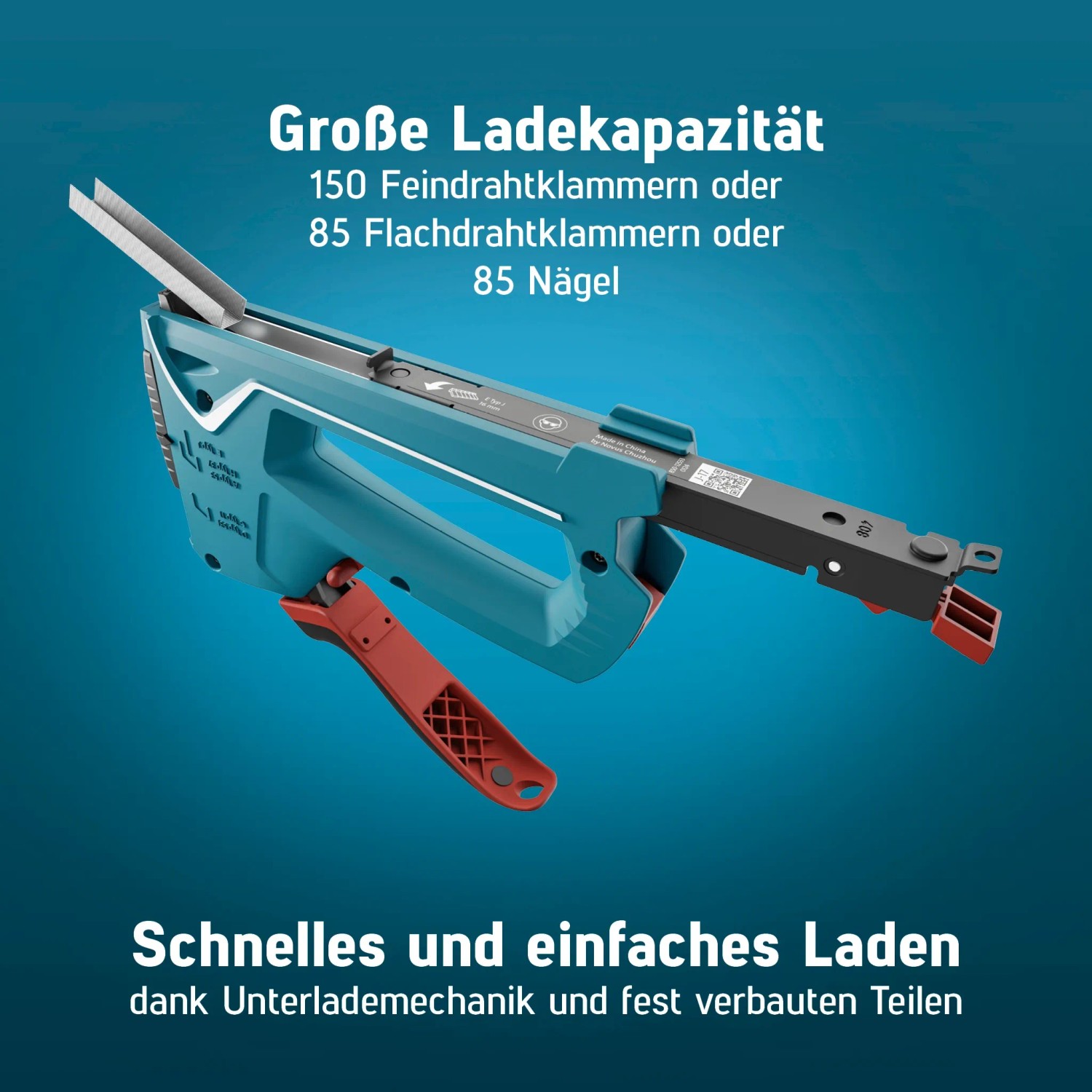 Novus Handtacker J-17: Profi-Tacker in Blau/Rot für Klammern & Nägel.
