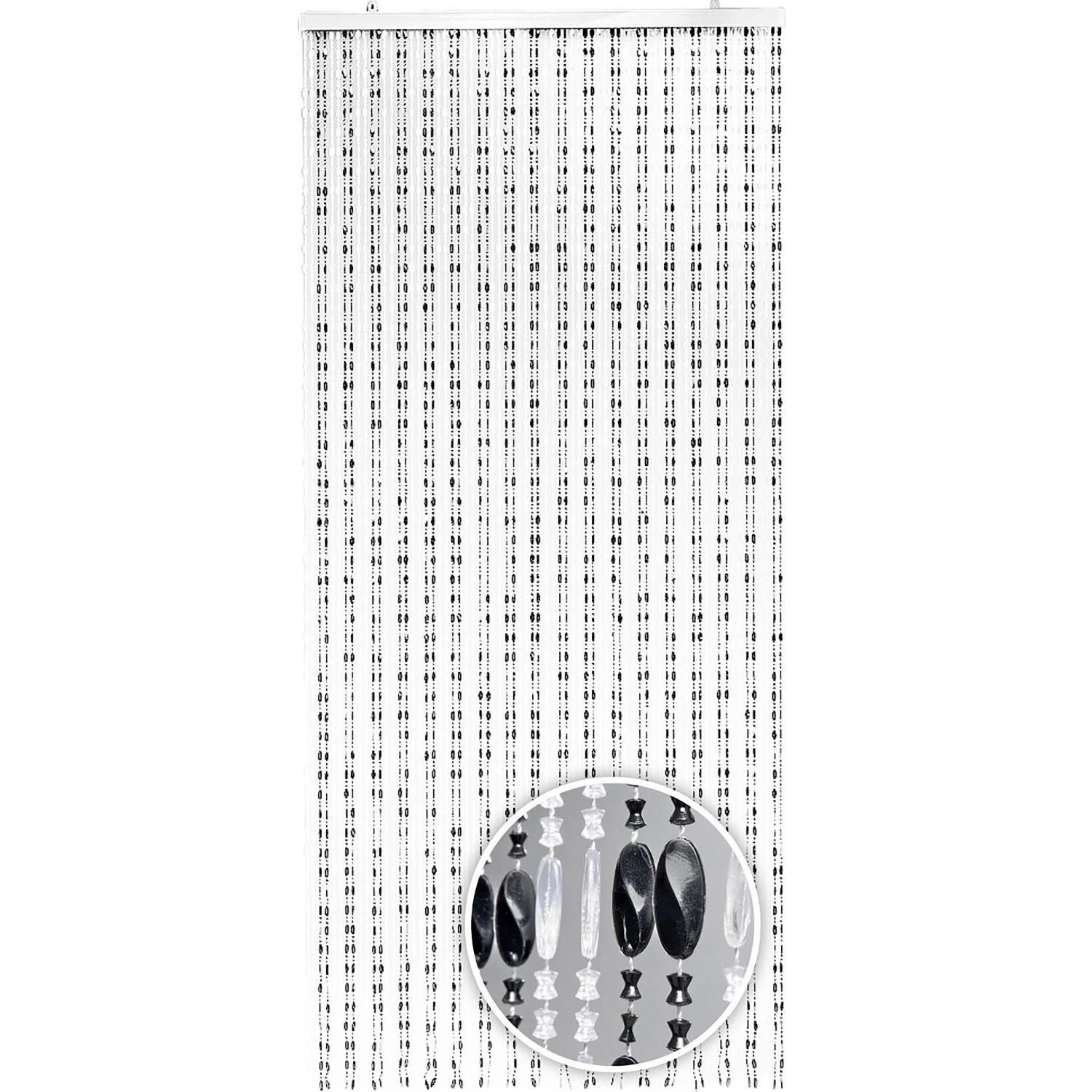Kobolo Türvorhang PEARL Kunststoff Transparent Schwarz 72 Stränge 90x200 cm günstig online kaufen