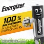 Energizer Alkaline Power 9V Batterie mit Maskottchen und recycelbarer Verpackung.