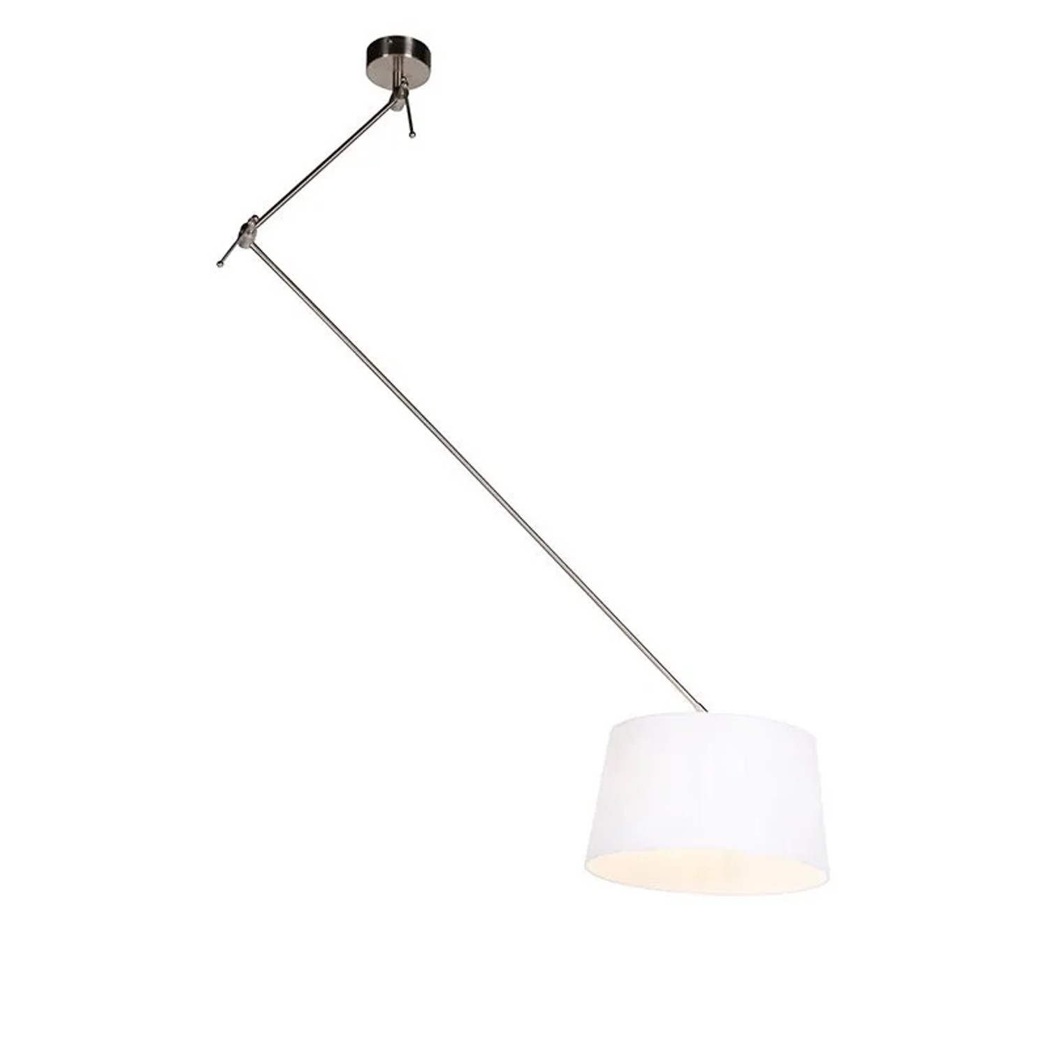 QAZQA Hängelampe mit Leinenschirm Weiß 35 cm Blitz I Stahl