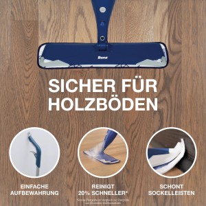 Bona Premium Spray Mop für Parkettböden mit Kartusche. Reinigungsgerät für streifenfreie Sauberkeit.