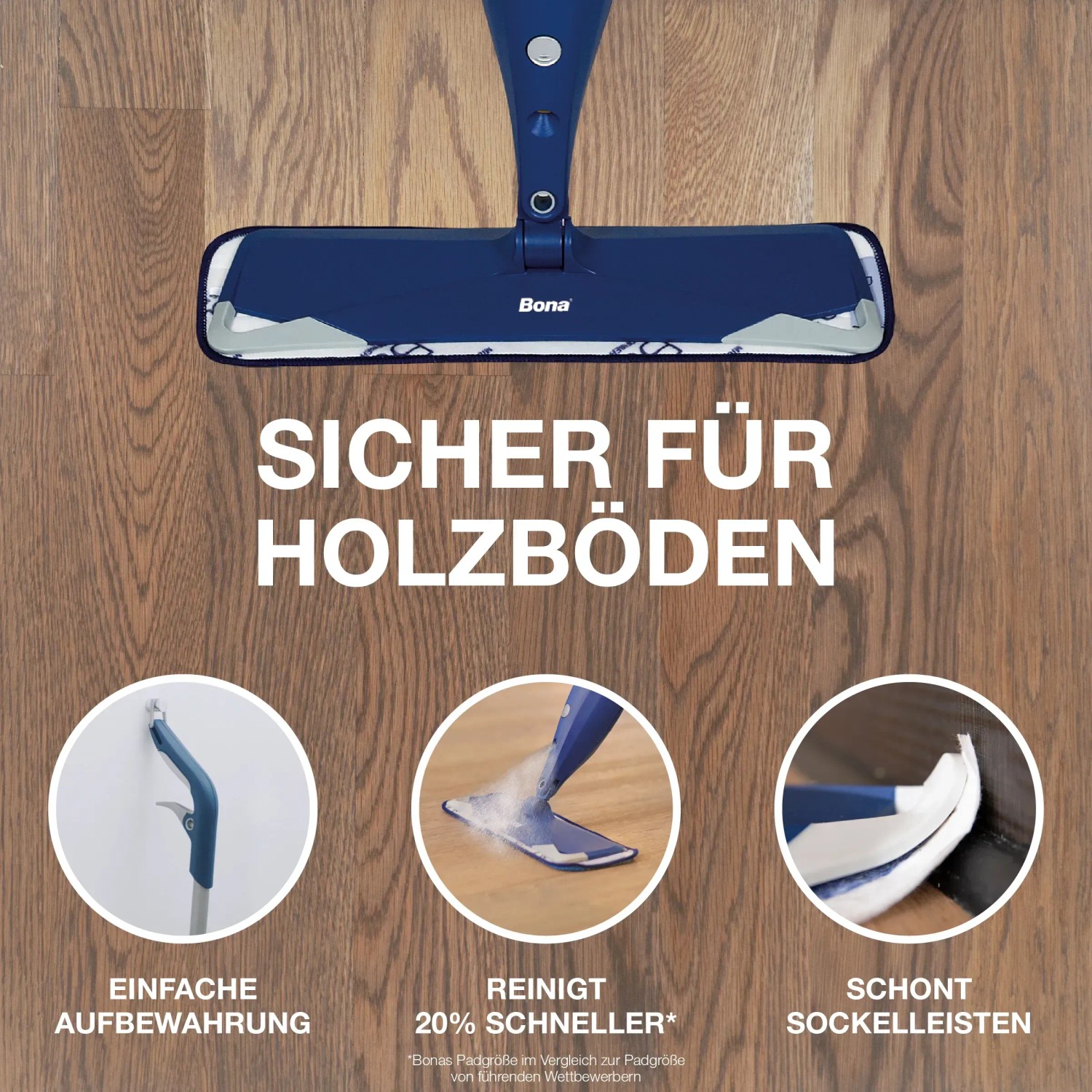 Bona Premium Spray Mop für Parkettböden mit Kartusche. Reinigungsgerät für streifenfreie Sauberkeit.