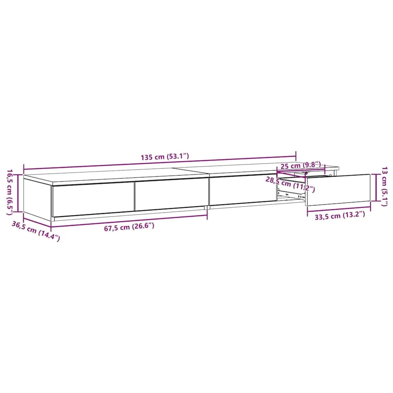 vidaXL Bettschubladen Weiß 135 x 36,5 x 16,5 cm Holzwerkstoff 866987_12