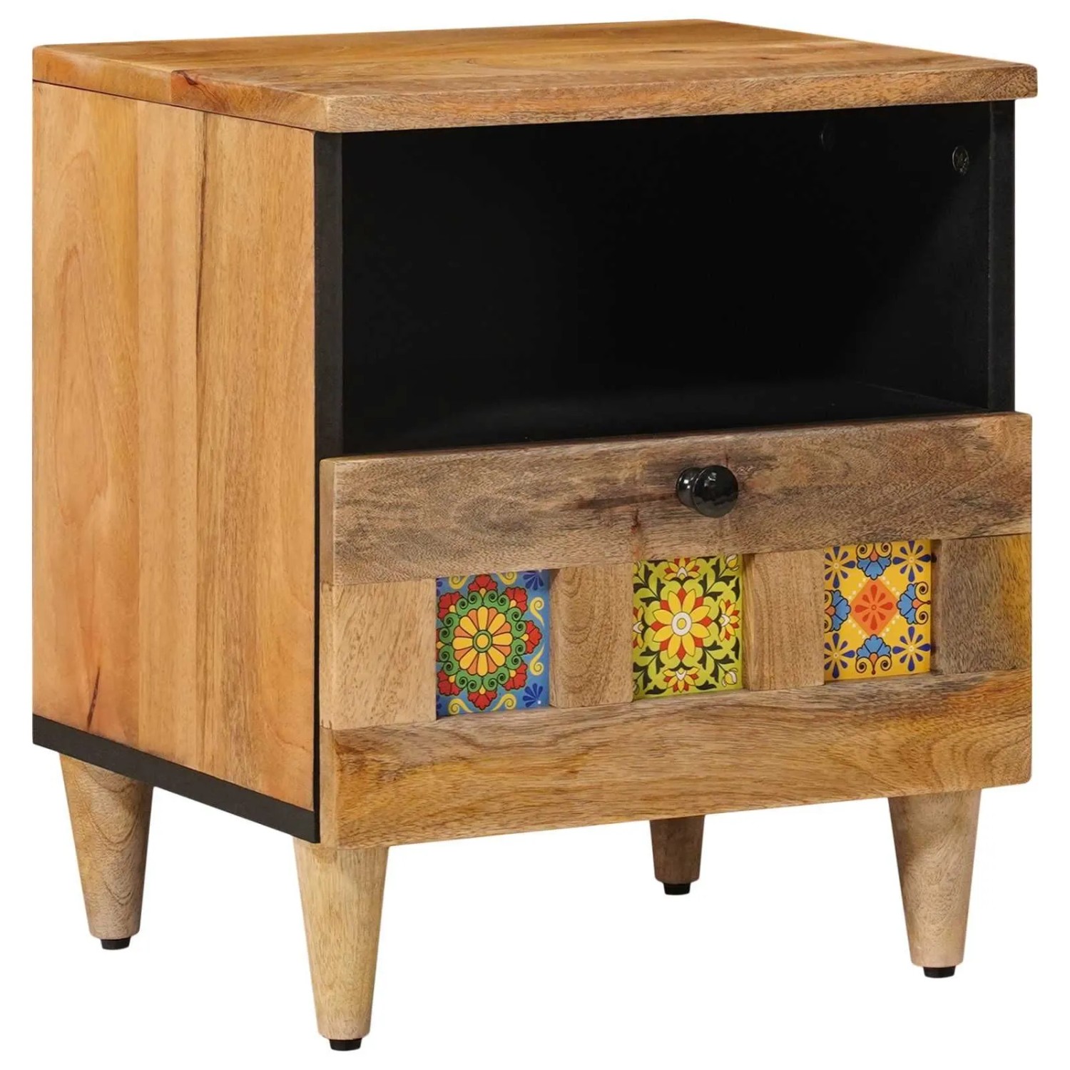 vidaXL Nachttisch Natur 40 x 33 x 46 cm Massivholz Mango 4018266