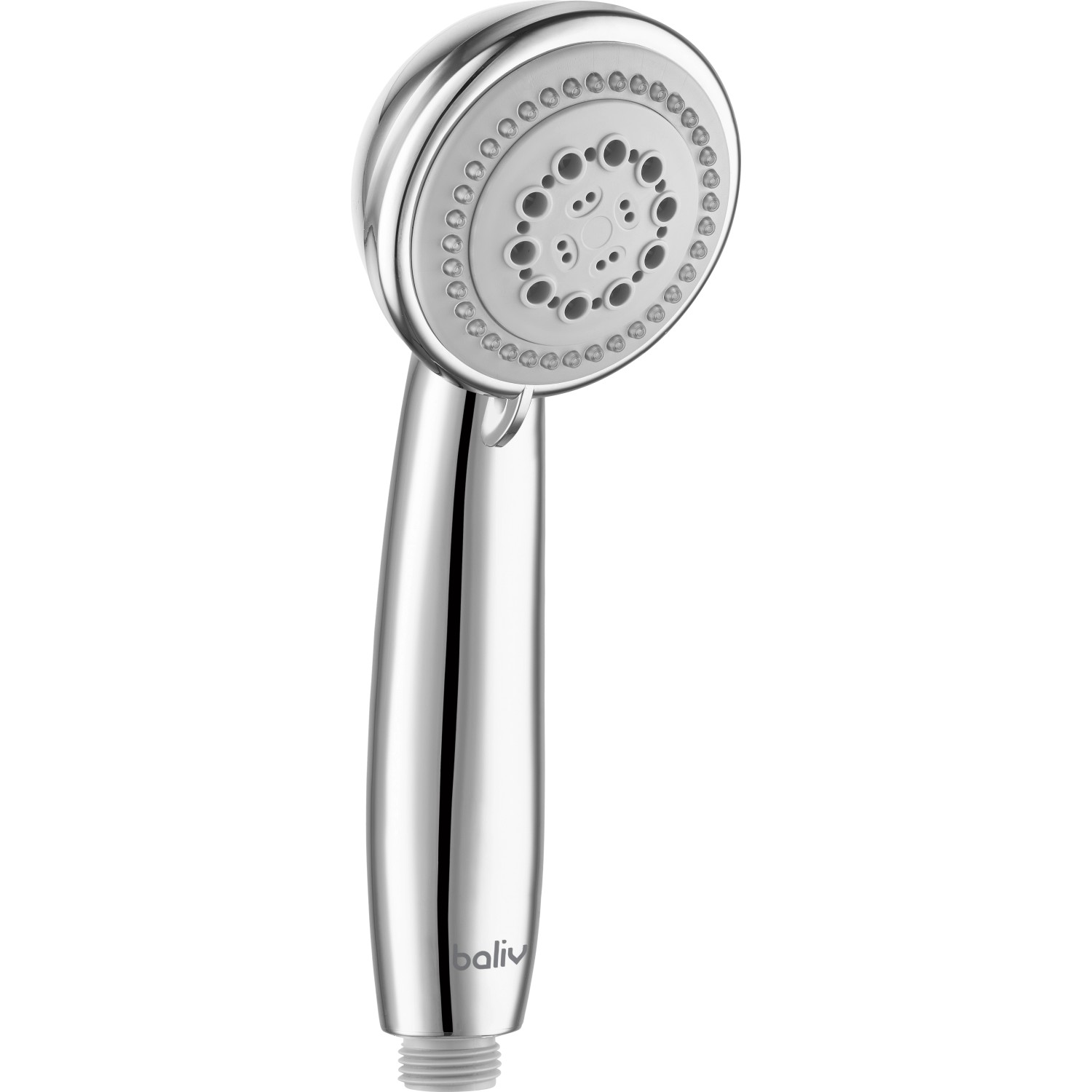 Verchromte baliv Handbrause HBR-80.390 mit 5 Strahlarten und Antikalk-Noppen.