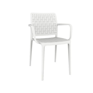 Weißer Papatya Sessel Fame-K für den Garten oder die Terrasse, aus Polypropylen.