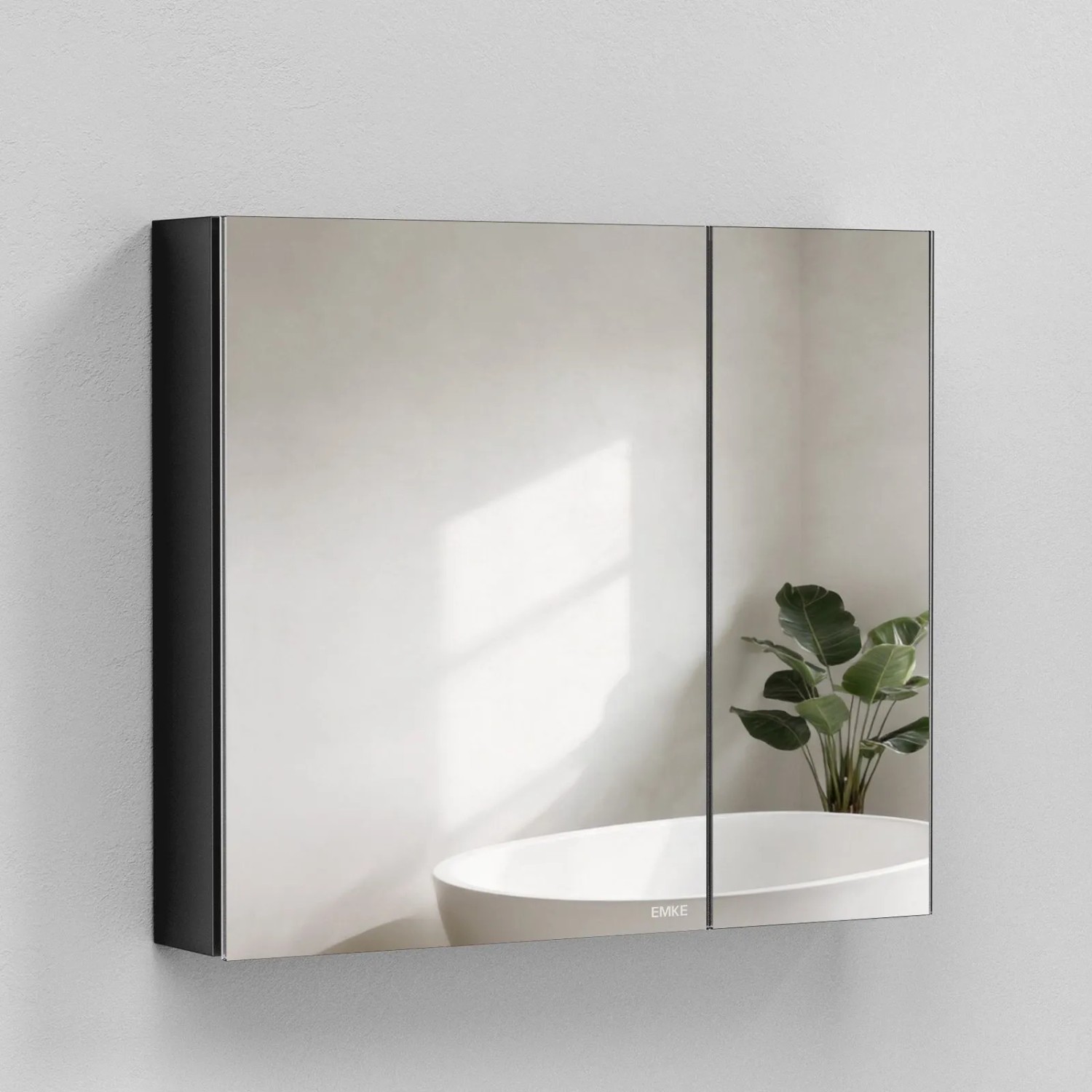 Emke Spiegelschränke Schwarz 85x65cm Badezimmerschränke 2-Türig für Badezim günstig online kaufen