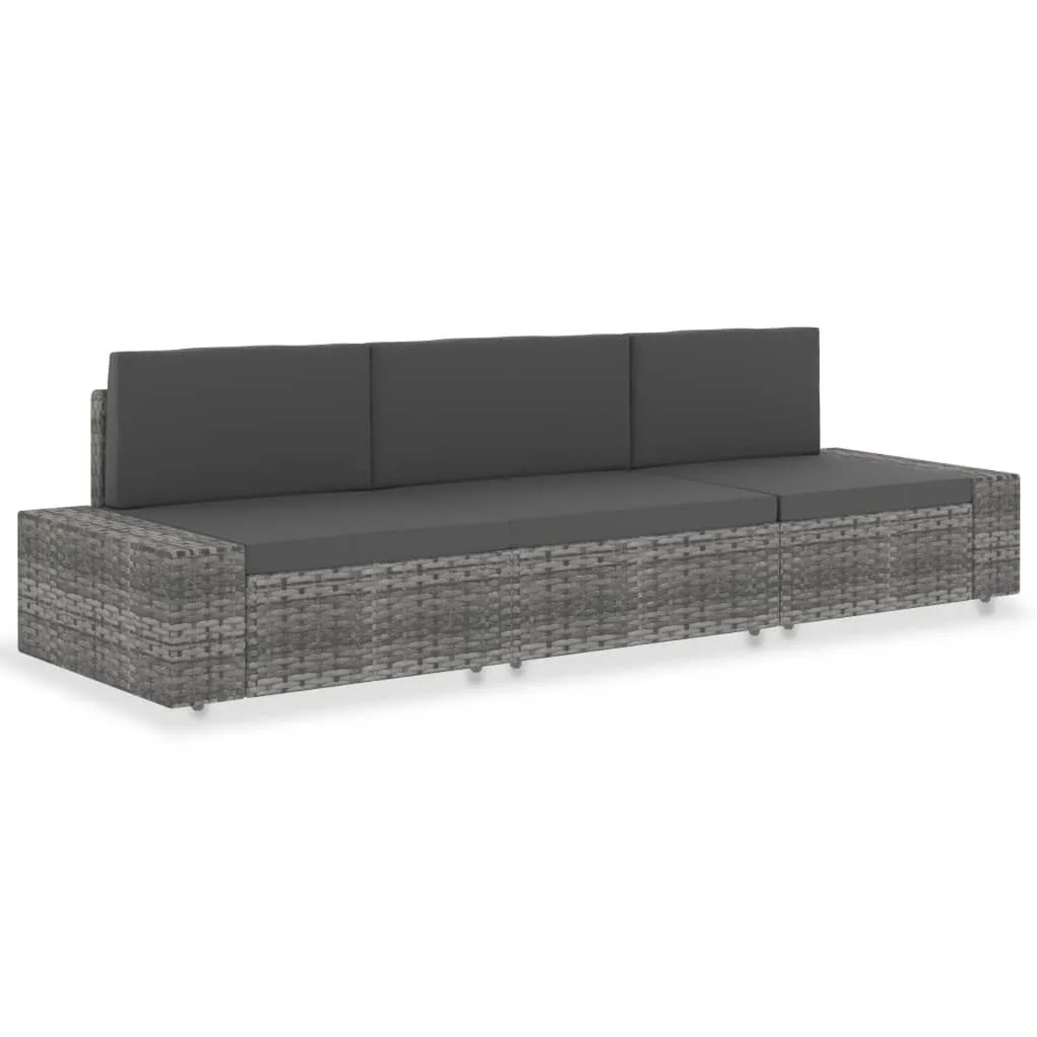 vidaXL Modulares 3-Sitzer-Sofa Poly Rattan Grau 49526