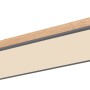 Rechteckige LED-Deckenleuchte Doro in Graphit/Holzoptik, dimmbar und mit Fernbedienung.