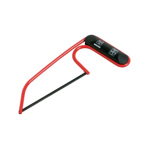 LUX Mini-Kleinsägebogen Comfort 150 mm mit rotem Rahmen und schwarzem Griff.