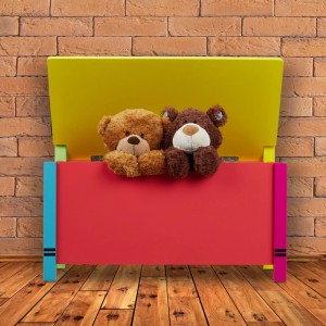 Relaxdays Kindersitzbank MDF Bunt mit Stauraum 54,5 cm x 60 cm x 35 cm 7,8 kg