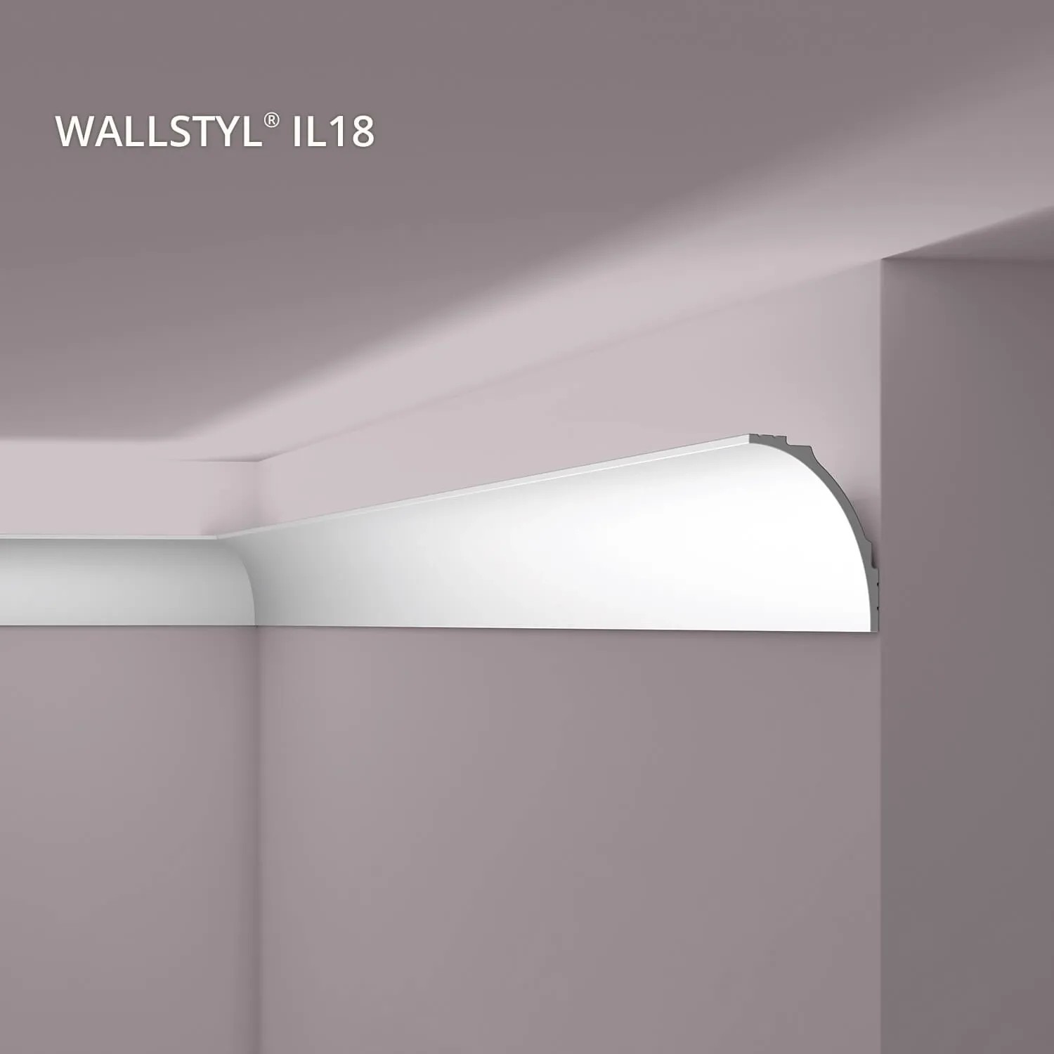 NOEL & MARQUET NMC IL18 Eckleiste, Set mit 4 Stuckleisten (8 m), grau, für indirekte Beleuchtung.