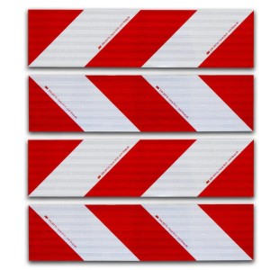 UvV Kfz-Warnmarkierung Set, 4 magnetische Folien (141x564) mm, rot/weiß, DIN 30710 von 3M.