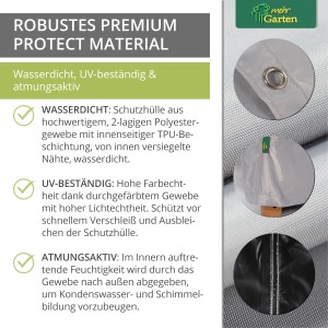 Mehr Garten Schutzhülle für Gartenliege, wasserdicht, UV-beständig und atmungsaktiv.