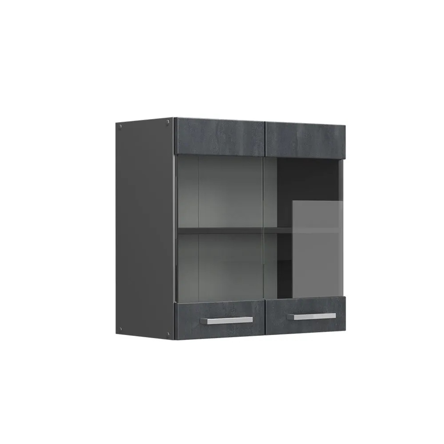 Vicco Küchenglasschrank R-Line Glashängeschrank Schwarz Beton Anthrazit 60 cm