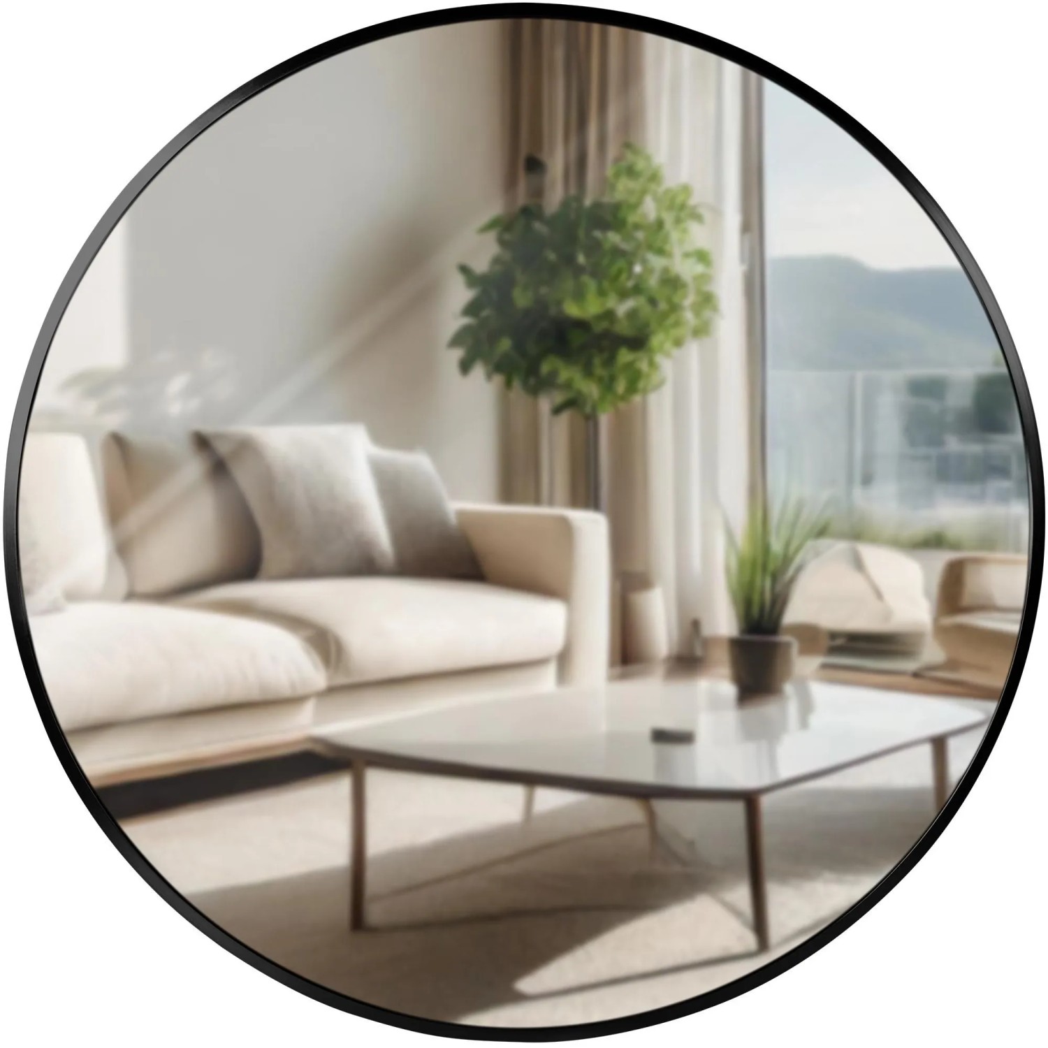 DELUKE Wandspiegel GDANSK Metall Schwarz 60x3x60cm Runder Spiegel Wand Hängespiegel Schlafzimmer Flur