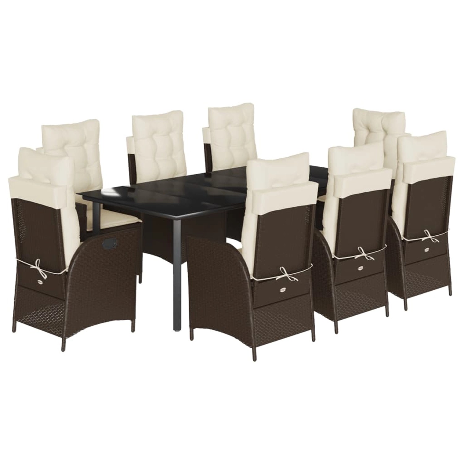 vidaXL 9-Tlg Garten-Essgruppe mit Kissen Braun Poly Rattan 3213213 günstig online kaufen