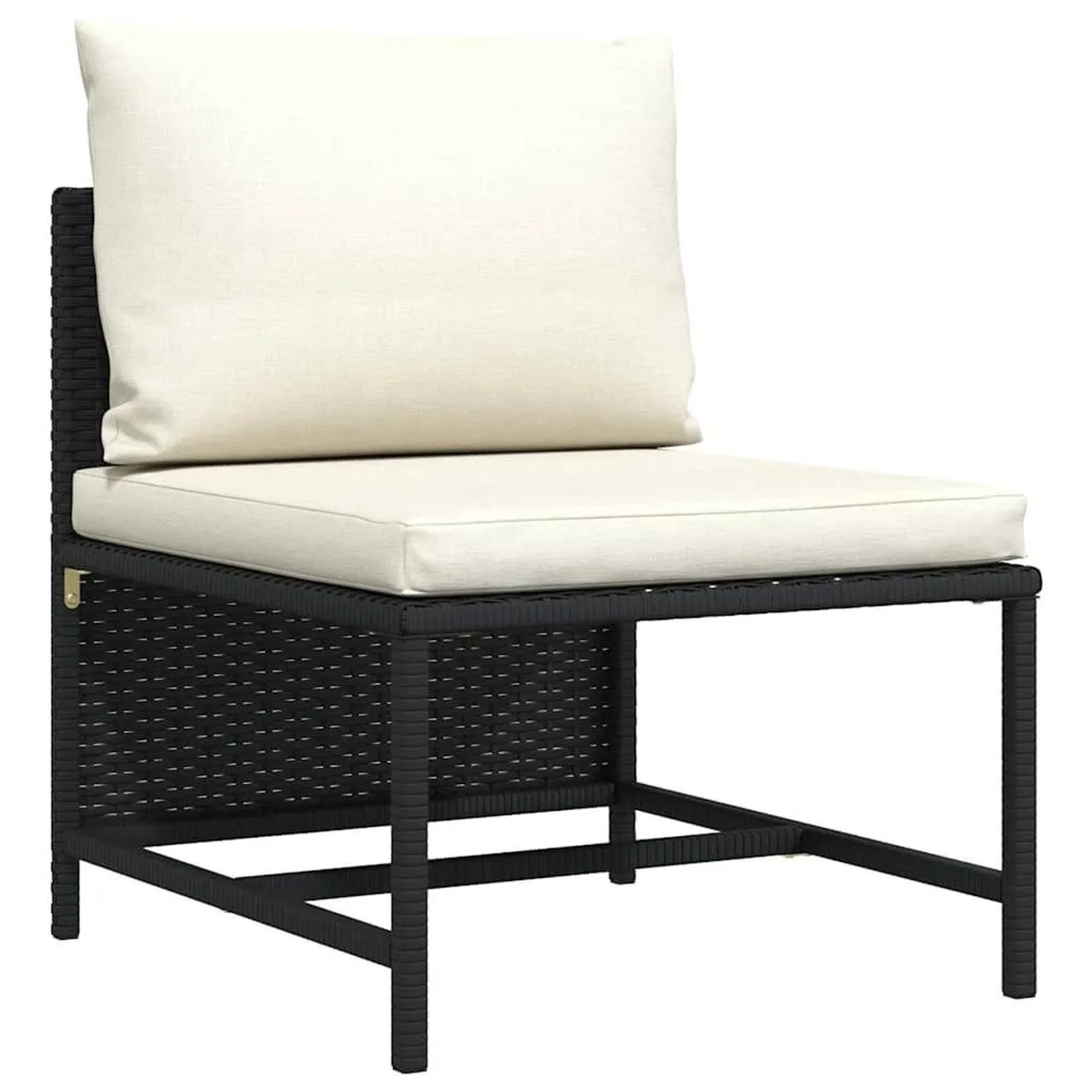 vidaXL Modular-Mittelsofa mit Kissen Schwarz Poly Rattan 313508