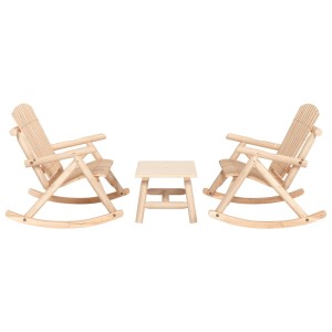 vidaXL 3-tlg. Garten-Lounge-Set aus Fichte mit 2 Schaukelstühlen und Tisch.