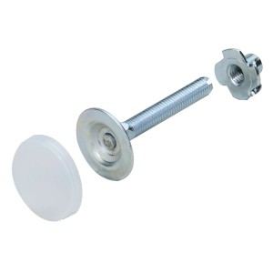 Hettich Verstellschraube Korrekt M8 x 60 mm mit Einschlagmutter und Fußkappe.