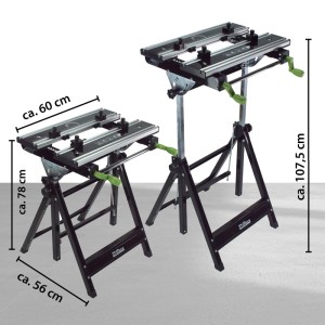 Klappbare TRUTZHOLM Werkbank Premium aus Alu, 7-fach höhenverstellbar und neigbar.
