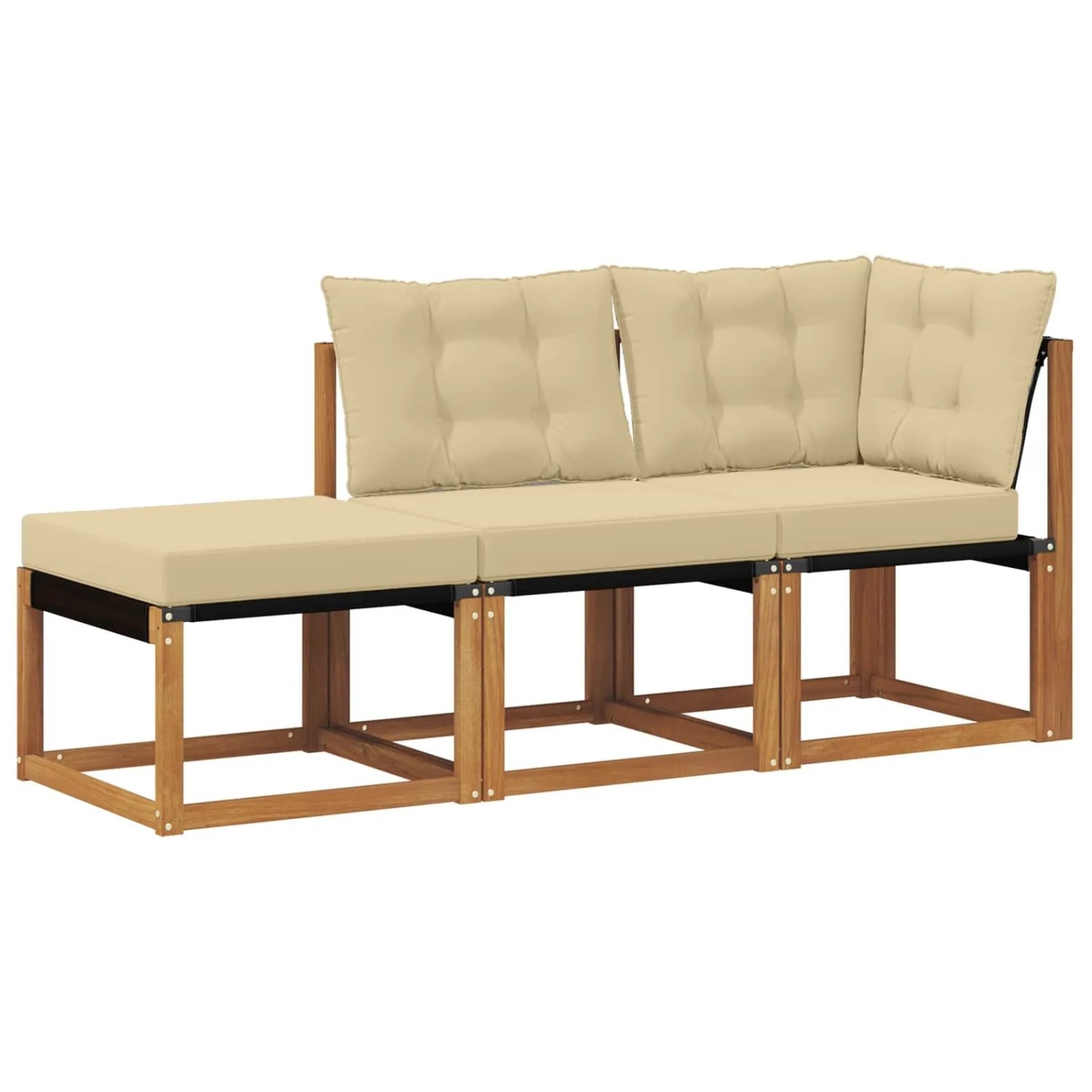 vidaXL Outdoor-Schnittsofa-Einheiten 3 Stück Natur und Beige 900628