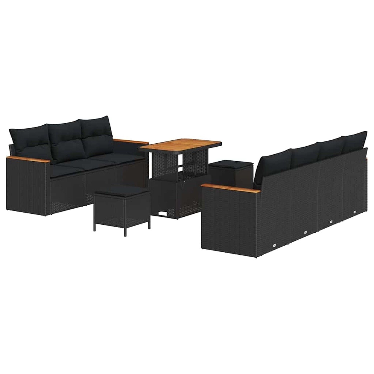 vidaXL Garten-Sofa-Set mit Kissen 10-Tlg Schwarz Poly Rattan 3363009 günstig online kaufen