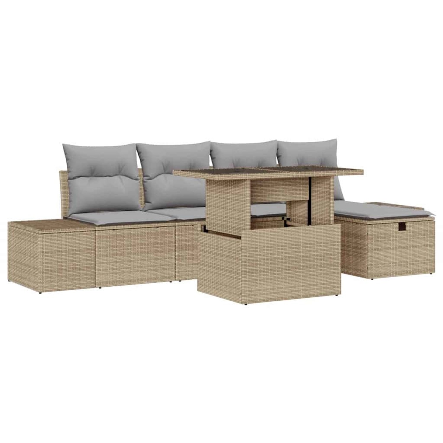 vidaXL Garten-Sofa-Set 7-Tlg Beige Poly Rattan 3359867 günstig online kaufen