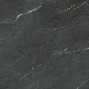 Click-Vinylboden Fliese Cordoba in dunkler Steinoptik mit feinen, weißen Marmorierungen.